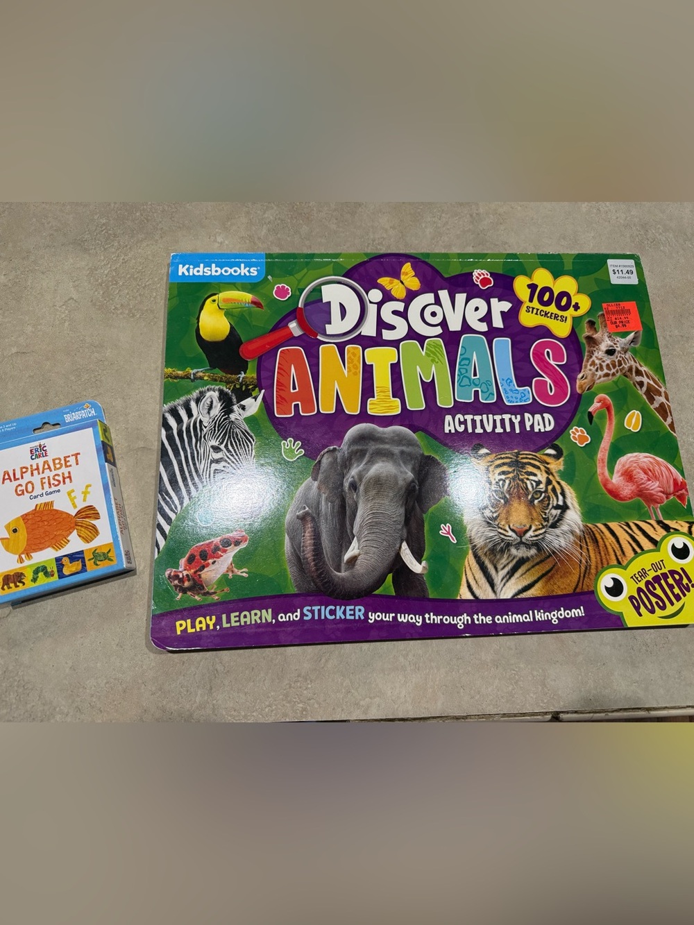 Discover Animals Activity Pad with Alphabet Go Fish Card Game- Green